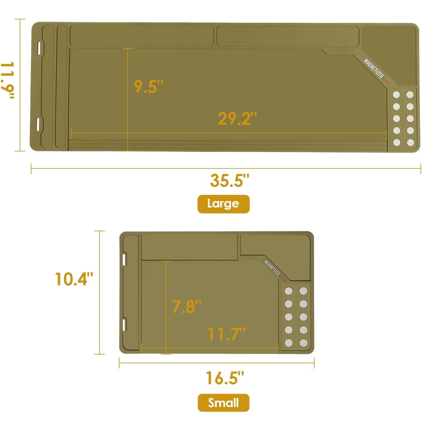 Reinigungsmatte for Schrotflinten, rutschfeste Waffenwartungsmatte, magnetische Waffenreinigungsmatten for alle Waffen, schützendes Werkbank-Reinigungspad, gummierte Waffenreinigungsmatte(Brown,90*30c