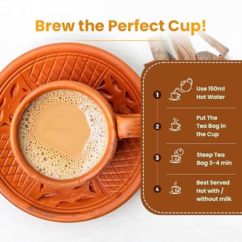 Image of Goodwyn Kadak Masala Chai (100 Tea Bags) - Assam Tea with Cardamom, Cinnamon, Clove, Ginger & Black Pepper | Enjoy Black or with Milk | Boosts Immunity, Aids Digestion & Energizes | Plastic-Free