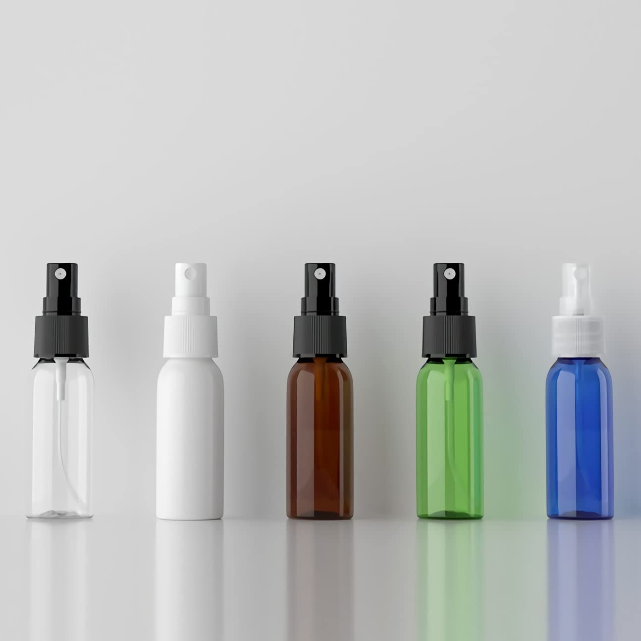 100 Stück Leer 30ml Gemischt Plastik PET Sprühflasche Reise Zerstäuber mit Schwarz Sprühkopf, Klein Feinen Nebel Parfümzerstäuber Reiseflaschen mit 4X Trichter