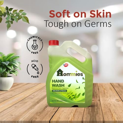 Image of Hommies Liquid Handwash Refill Can, 5 Litre Neem, Ph-Balanced Formula