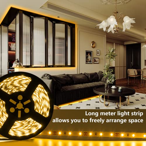 Image of LED Strip Lights 65.6ft Dimmable 3000K Warm White Strip Lighting, 12V 20M 1200 LEDs 2835 Flexible Ribbon led Light for Bedroom, Kitchen, Home Decoration.
