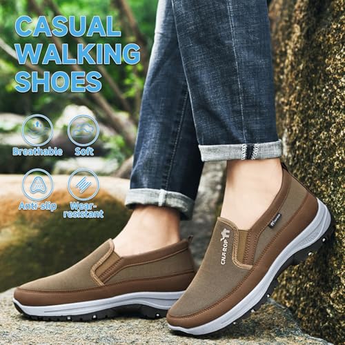 Men's Arch Support Slip-on Canvas Flats Loafers,Casual Non Slip Orthopedic Sneakers Outdoor Walking Boat Shoes4