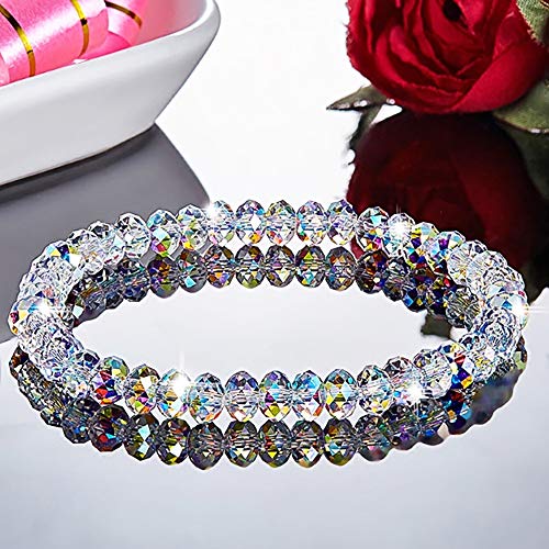 Shareky 4 Sets Beaded Bracelet Set Crystals Stretch Bracelet Swarovski Sparkling Bracelet For Girls 4Pieces #TOP2