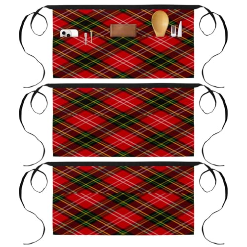 Demi-tablier de cuisine court multicolore avec poches de rangement