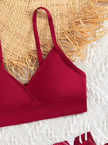 Milumia Girl's Two Piece Swimsuit Bowknot Tropical V Neck Bikini Set4