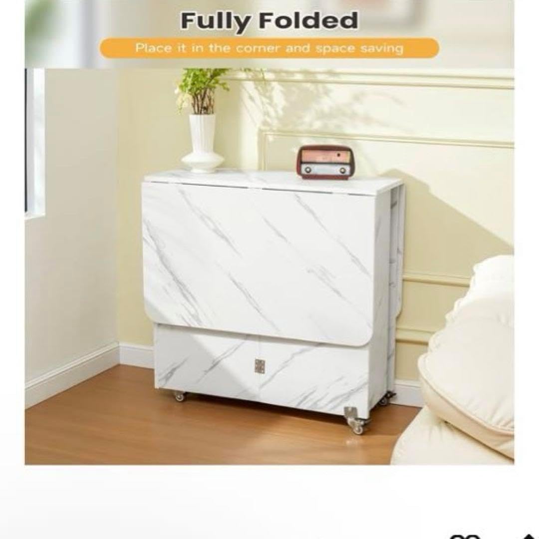 折りたたみ式ダイニングテーブル テーブル 収納付き 白 ホワイト