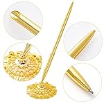 jiebor 2Pcs Gold Wedding Pen and Metal Pen Stand Holder Set Signing Desk Ballpoint Pen for Guest Book Bridal Teacher Wedding Engagement Graduation Business Home Office Gift Supplies Black Ink - Image 3