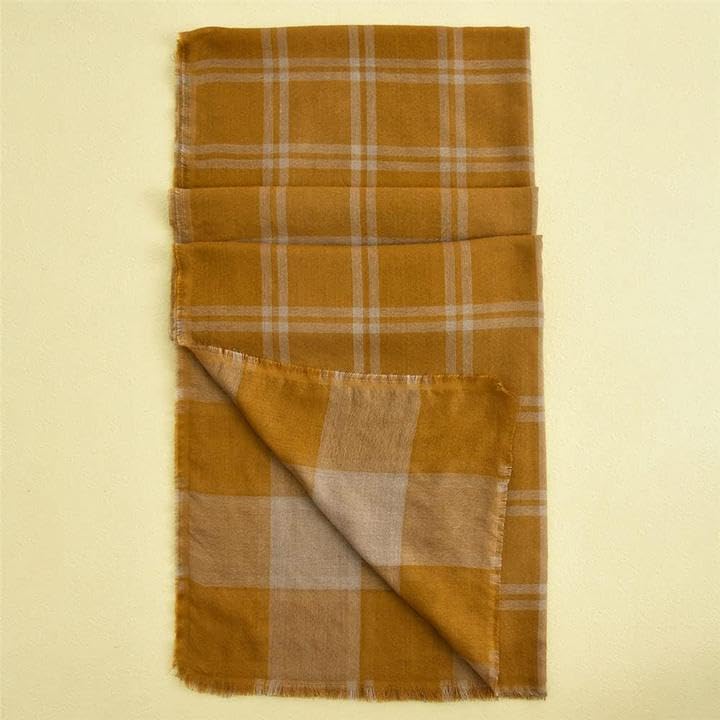 Écharpe d'hiver homme protégeant du froid style à carreaux britannique jaune M - 4
