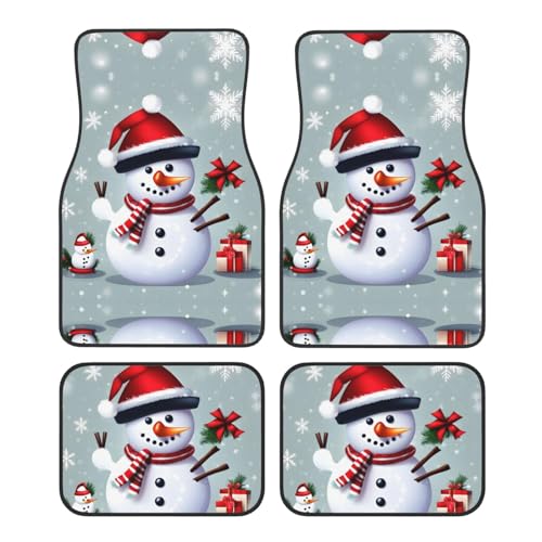 Tapis de voiture bonhomme de neige lot de 4 universels pour auto et SUV