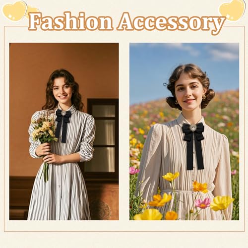 Image of Womens Bow Tie Adjustable Rhinestone Bowtie for Women Ladies Girls Pre-tied Womens Tie for Shirt Suit Uniform