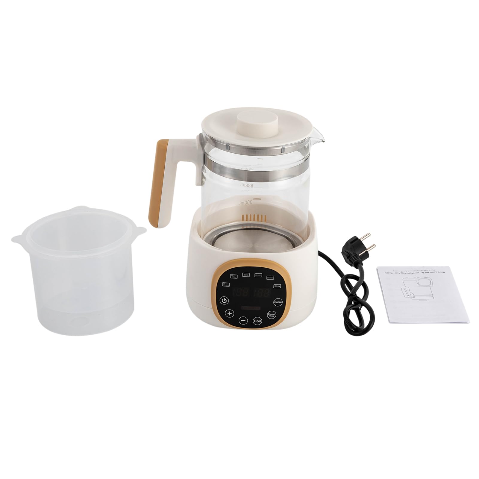 Flessenwarmer, flessenbereider, thermostatische babyflesverwarmer, babywaterkoker, flessenbereider, babyvoedingwarmer, waterkoker voor babyvoeding, thee, koffie, wit