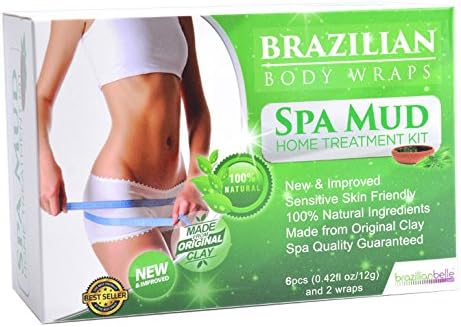 Brazilian Belle Detox Body Wrap [8-Piece] Slimming Home Spa Treatment for Cellulite, Weight Loss, Stretch Marks | Natural, Purifying Detoxifier for Smooth, Toned Skin