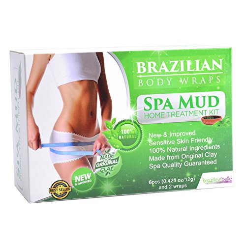 Brazilian Belle Detox Body Wrap [8-Piece] Slimming Home Spa Treatment for Cellulite, Weight Loss, Stretch Marks | Natural, Purifying Detoxifier for Smooth, Toned Skin