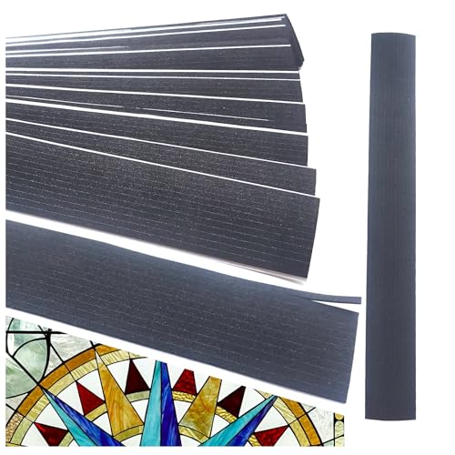 KYHSOM 240Ft Black EVA Self-Adhesive Stained Glass Decal Leading Strips - 20 Sheets 12x1/8 Inch, for Stained Glass, Windows, Bottles, DIY Art