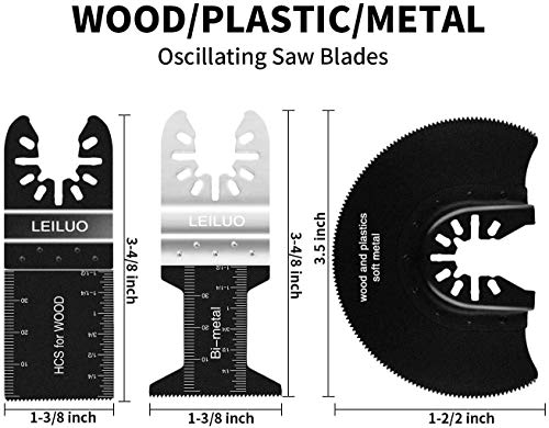 Oscillating Saw Blades Leiluo 24 Pc Multitool Blades For Wood Metal Plastics Oscillating Tool Blades Fit Dewalt Bosch Milwaukee Craftsman Dremel Rockwell Fein Porter-Cable Chicago Ridgid Makita Ryobi #TOP3