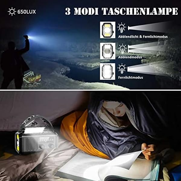 Wholede 2022 10000mAh Radio Manovella, AM/FM Radio Portatile di Emergenza con Caricabatterie per Cellulare Radio Solare Kit di Emergenza Dinamo con Torcia SOS Allarme per Campeggio, Ourdoor, Emergenza