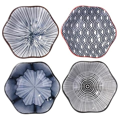 Whitenesser Black Soy Sauce Dishes,Ceramic Sauce Cups Dipping Sauce Bowls Set of 4 Serving Soy Sauce,Sushi,Cold Dish (B) Cover