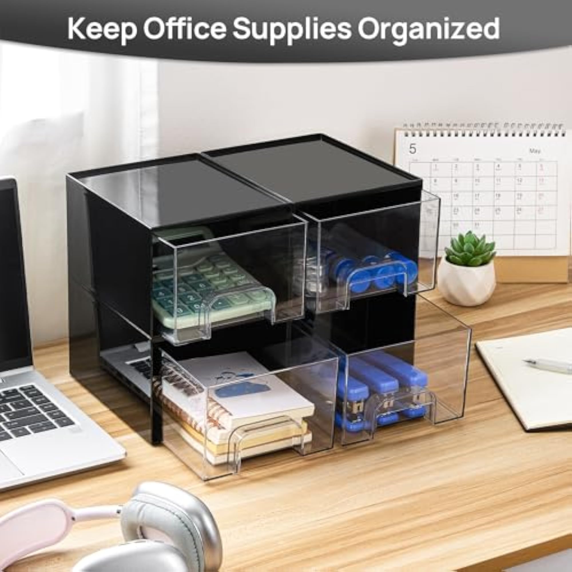 Black Small Stackable Storage Drawers for Cologne Organizer