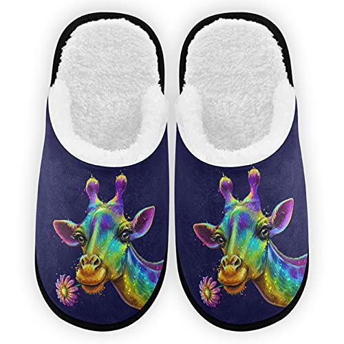 Abstract Colorful Giraffe Spa Slippers House Slippers Memory Foam Slippers Indoor Outdoor Non-Slip Home Shoes L For Men Woman #TOP22