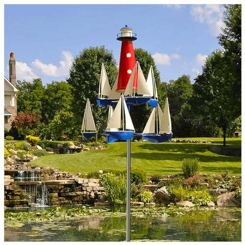 Molinillos de viento cinéticos de metal para exteriores, (75/65/55/45 de altura ajustable), escultura de viento náutica, decoración de metal, spinners de jardín al aire libre, arte cinético para patio