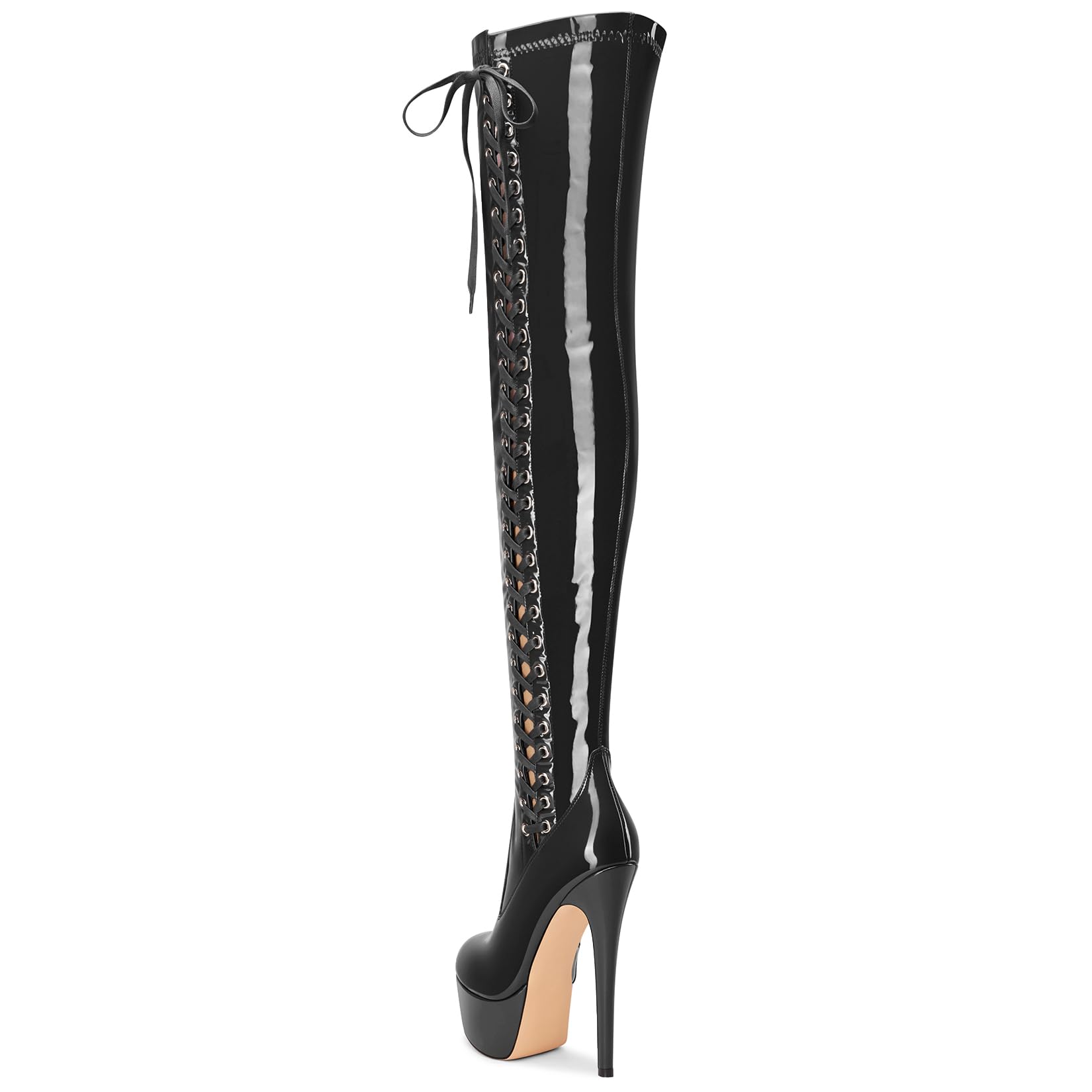Aachcol Donna Sopra il Ginocchio Piattaforma Spillo Lacci Stivali Altezza Ginocchio Cerniera Alto High Tacco Heel Dress Stivali 15 CM Heels