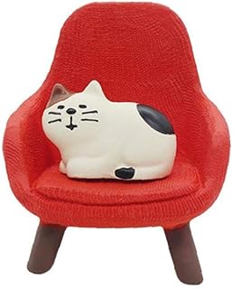 lujiaoshout Resina de Color Naranja en Miniatura del Ornamento del Gato en Silla de Artesanías Paisaje muñeca Figura Decorativa Decoración