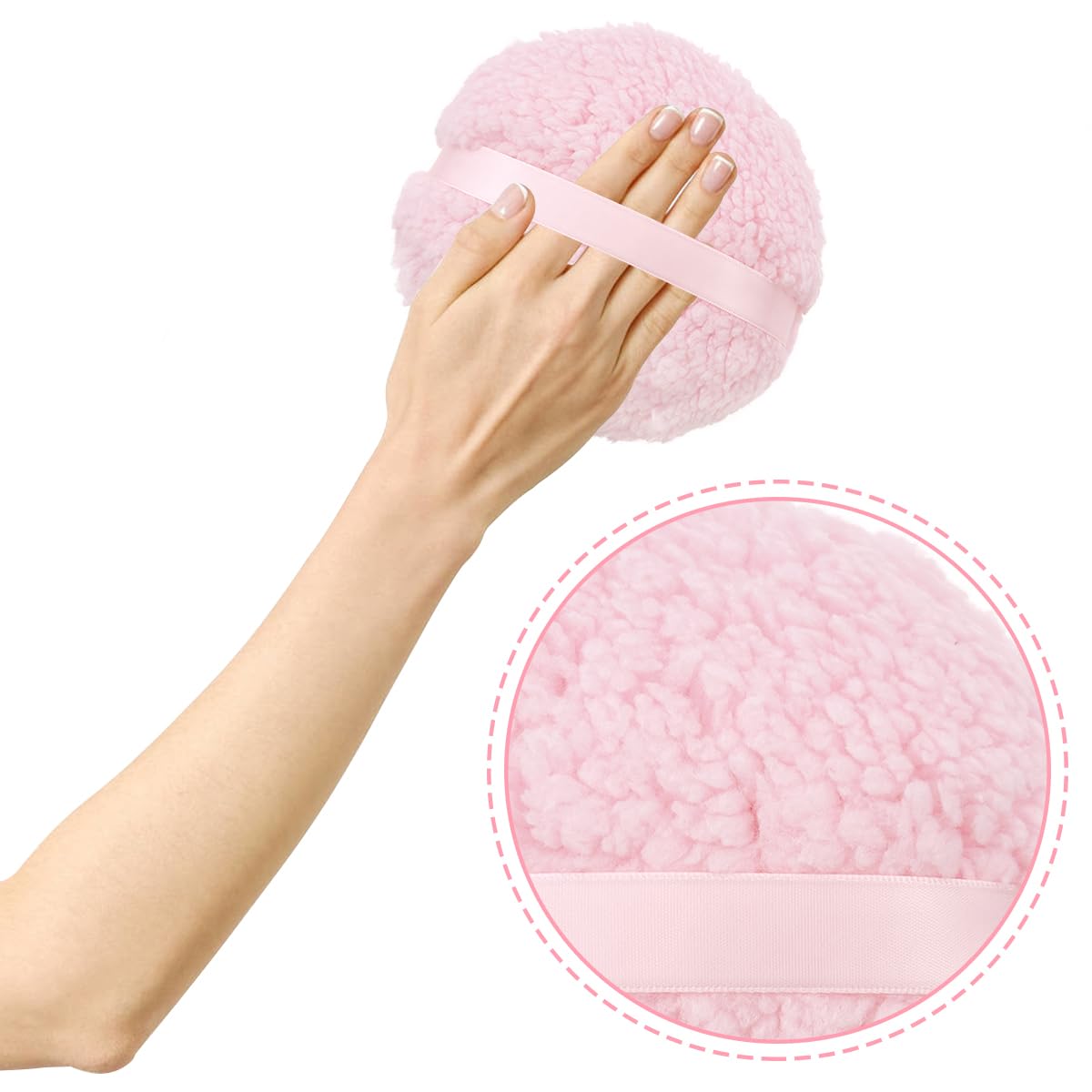 2PCS 6 inch Large Powder Puff,Velvet Dust Puff Ultra Soft Washable Large Round Velour Powder Puff - Image 3