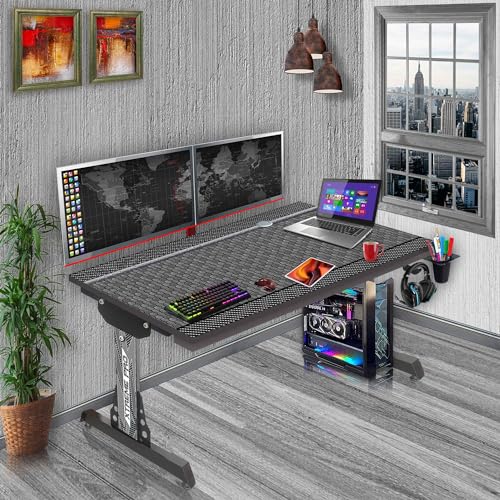 Image of Xtreme PRO Direct Theme Printed Computer Desk for Gaming, Work & Study. Large for PC, Dual Monitors, iMac, and Laptops. Metal & Engineered Wood. Black Stand Desk. 4 Feet-XPB4 (XPB4-HEX Carbon)