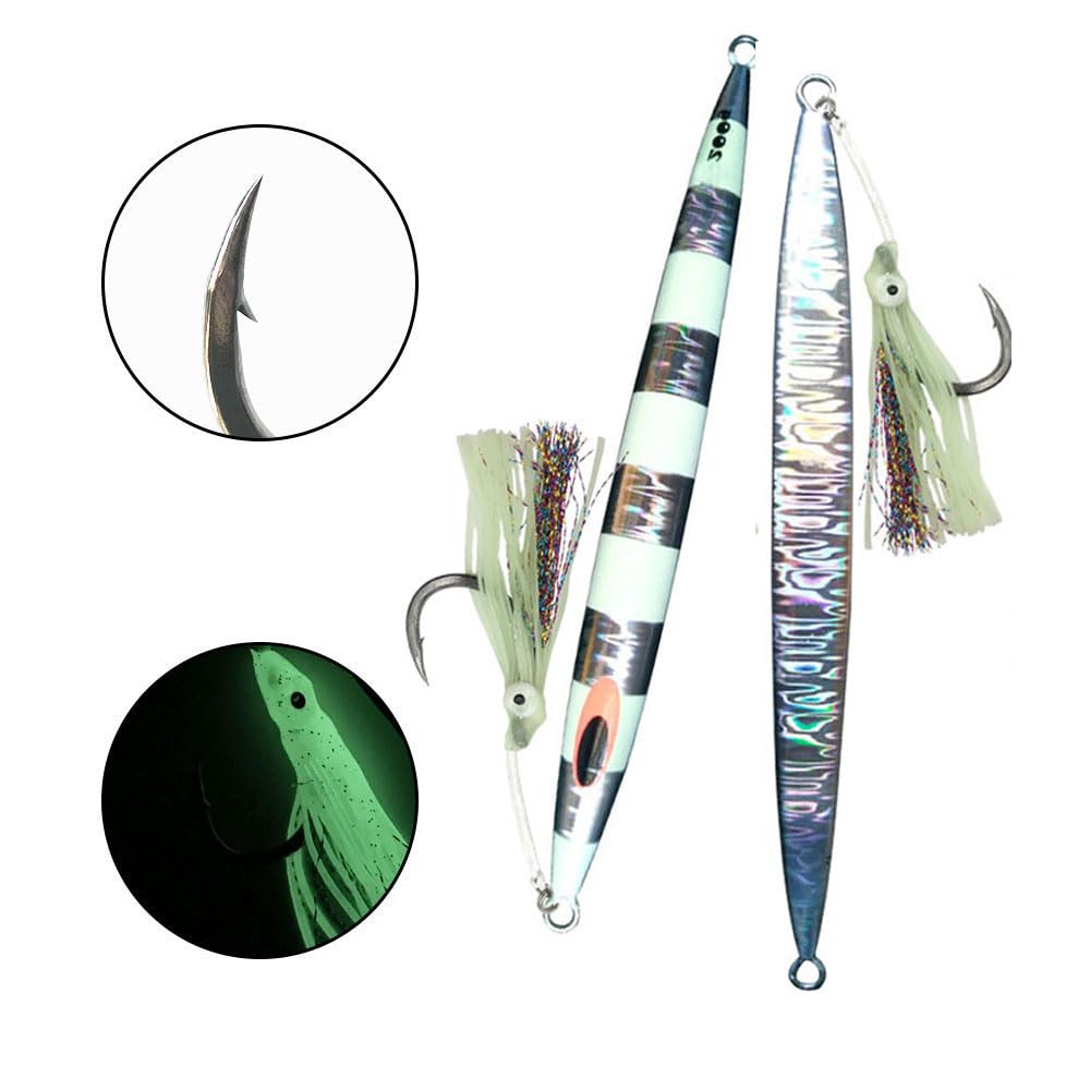 Señuelos de atún de lanzamiento de metal lento con velocidad de brillo vertical Jigging señuelos de atún cebos artificiales de agua salada rápidos Jigging tapones de pesca 200g-400g