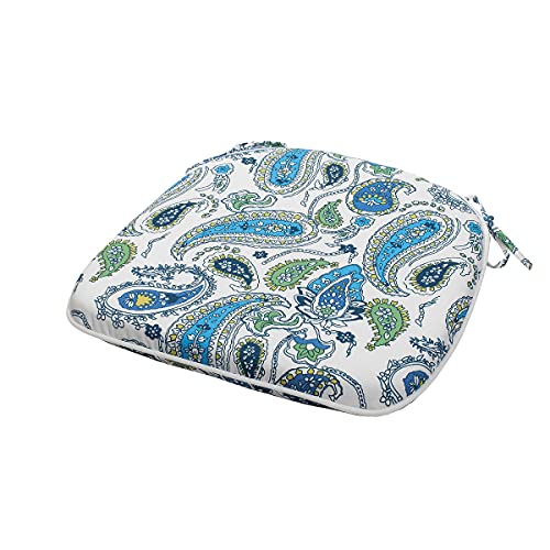 In4 Care Set Of 4 Indoor Outdoor Seat Cushions 16X17 Inch, All Weather Patio Chair Pads U-Shape, Office Patio Furniture Chairs Home Garden Use-Blue Tamara Paisley #TOP1