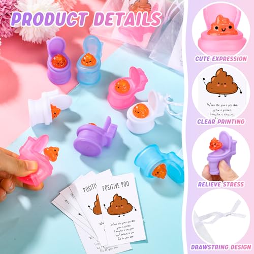 HyDren 24 Sets Funny Positive Poo Gifts Mini Gag Toilet Toys Support Cards with Bags for Employee Appreciation Party Favors White Elephant Gifts Adults Stress Relief Poop Bulk