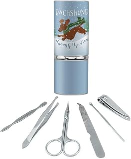 Dachshund Dashing Through the Snow Winter Christmas Stainless Steel Manicure Pedicure Grooming Beauty Care Travel Kit