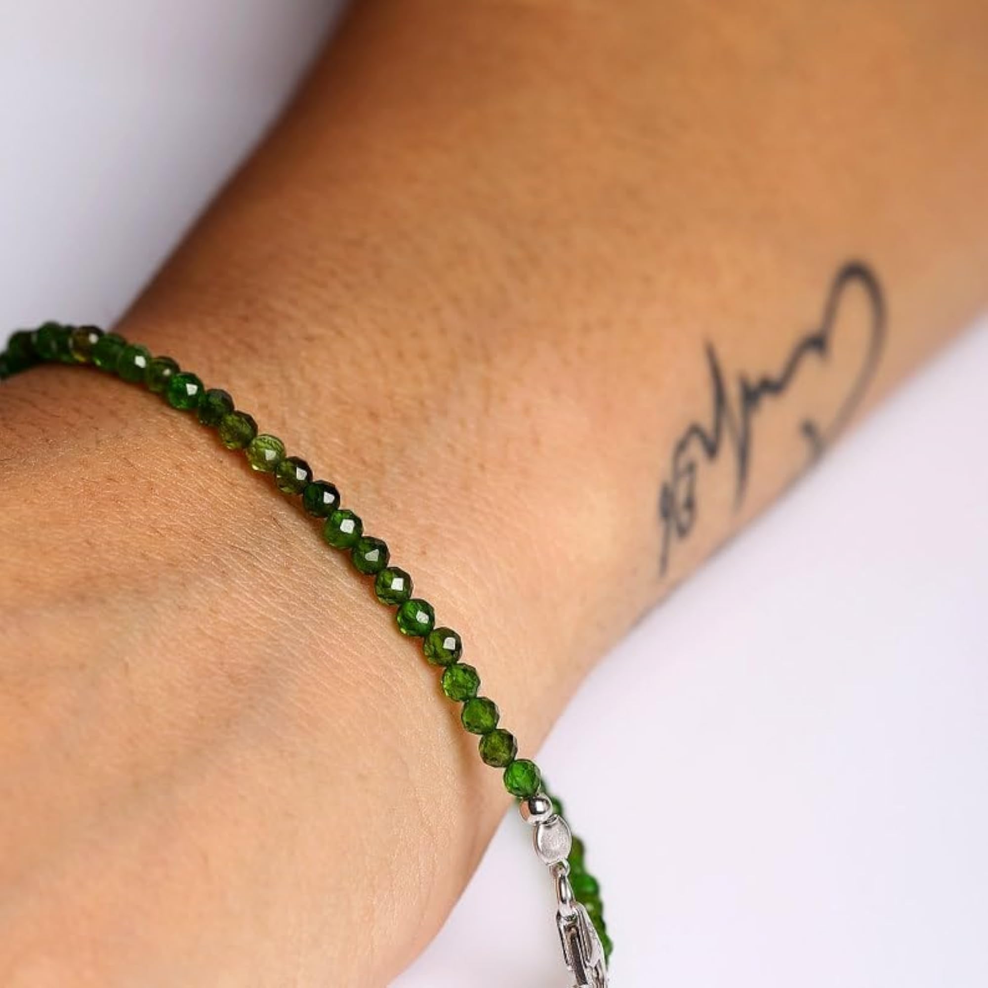 Chrome Diopside Round Beaded Bracelet, Unisex Healing Gift