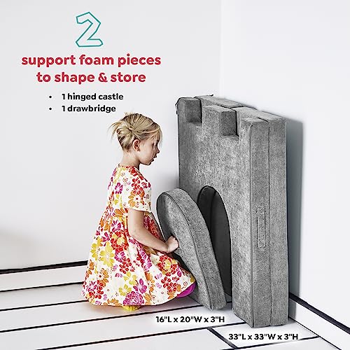 Yourigami Kids and Toddler Play Castle, Playroom Couch Add-On Set, Durable Modular Design, Mountain Gray by YOURIGAMI - Image 2