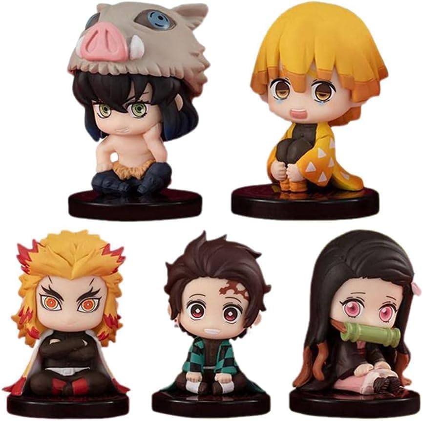 Mini Anime Action Figure | Multiple Character Collectible Set of 5 | Special Edition for Car Dashboard, Decoration, Cake, Office Desk & Study Table Ninja Mini Toys (Height-7.5cm)