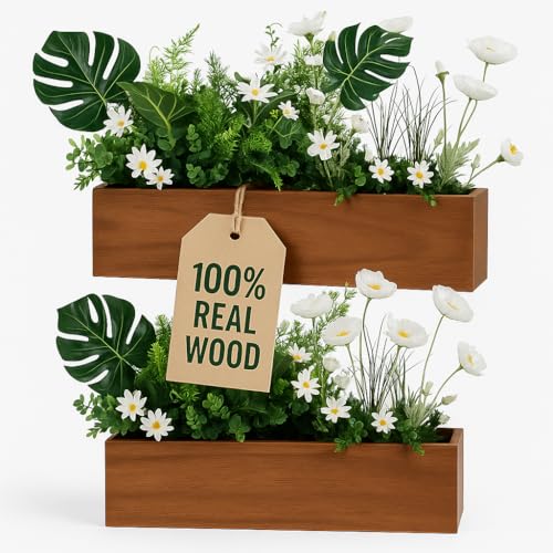 zaqro Wood Planter Box Set of 2 – Real Acacia
