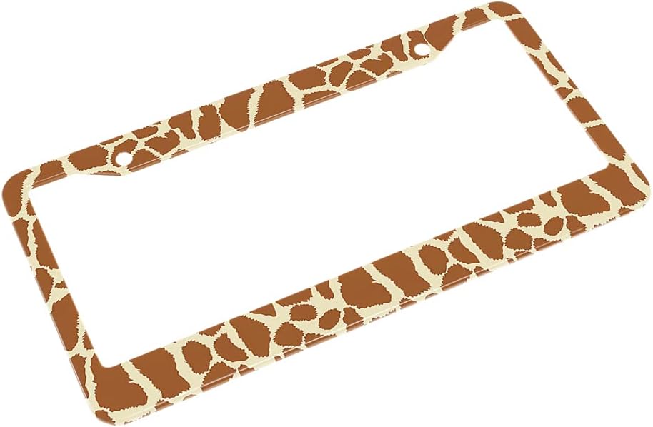 Brown Beige Giraffe Skin License Plate Frame Auto Tag Frames Animal Print License Plates Holder 2 Holes Artwork Decorative Car Truck Motorcycle License Plates Tag for Men Women image 4