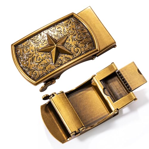 Image of Dubulle Men's Ratchet Belt Gold /Black /Red /Green /Blue /White Automatic Buckle Business Casual Belt Gift - Adjustable Fit