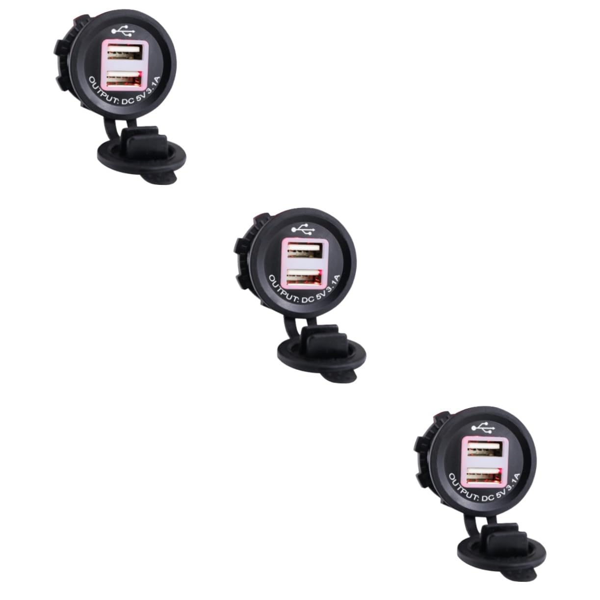 Gatuida 3piezas Cargador USB Doble para Motocicletas y Coches Adaptador De Energía para Móviles y Compatible
