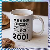 Stuff4 25th Birthday Mug Gift for Men Women - Making The World a Better Place Since 2001 - Happy 25 Birthday Gifts for Grandad Grandma Nan Retro Back in 2001 Age 25 Bday, 11oz Ceramic Coffee Mugs - Image 3
