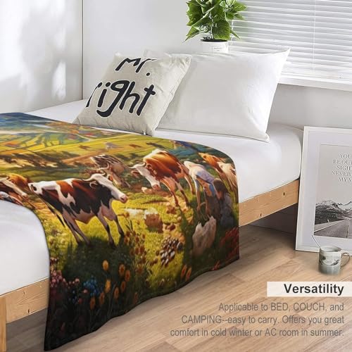 Couverture vache flanelle 130x150cm le plaid idéal pour réchauffer bébé au salon