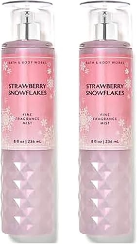 Bath & Body Works Juego de regalo de fragancia fina de copos de nieve de fresa, paquete de 8 onzas, lote de 2 (copos de nieve de fresa), 8 onzas