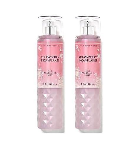 Bath & Body Works Strawberry Snowflakes - Set de regalo de fragancia fina de 8 onzas, paquete de 2 (copos de nieve de fresa) 8 onzas líquidas