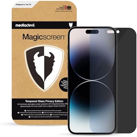 MediaDevil Screen Protector for iPhone 14 Pro (6.1") - Tempered Glass Privacy Security Filter (1-Pack) Cover