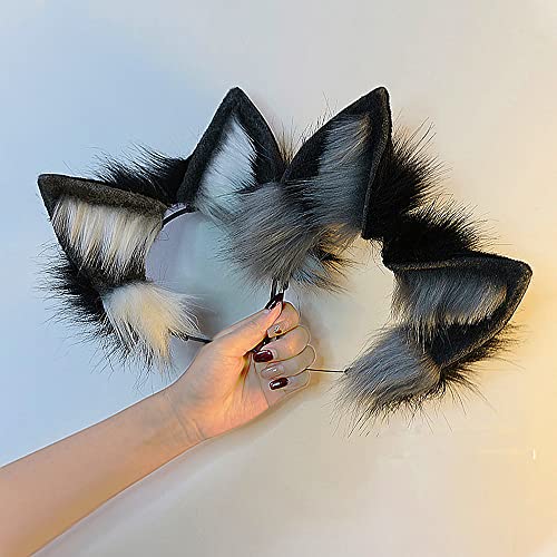 Image of VIGVAN Handmade Wolf Fox Ears Animal Cosplay Cute Head Accessories for Halloween