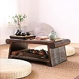 STARBRILLIANT Antique Tea Table Folding Legs Asian Floor Low Coffee Table Wood (Middle One: 27 x 14 x 11in, Brown)