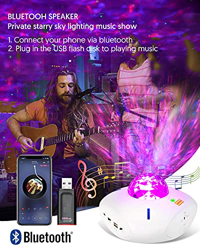 Star Projector Galaxy Night Light Smart Wifi Music Star Light Work With Alexa Google Voice, App And Remote Control, Bluetooth Usb Speaker Galaxy Projector, White Light Projector For Bedroom Gift #TOP1