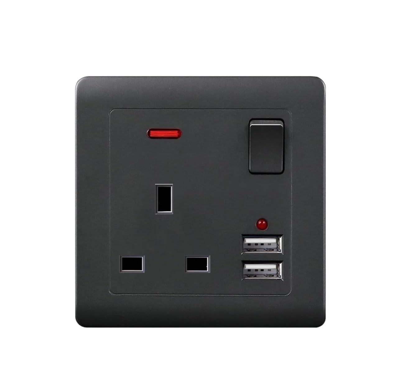 Standard 13A Wall Socket Panel, Gold/White Type 86 Square Hole Household, On-Off Control 2.1A Dual USB 5V Charger Port(Gold)