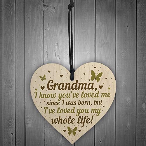 RED OCEAN Grandma Birthday Christmas Card Gift Wooden Heart Grandma I Love You Keepsake Plaque Grandparent Gift