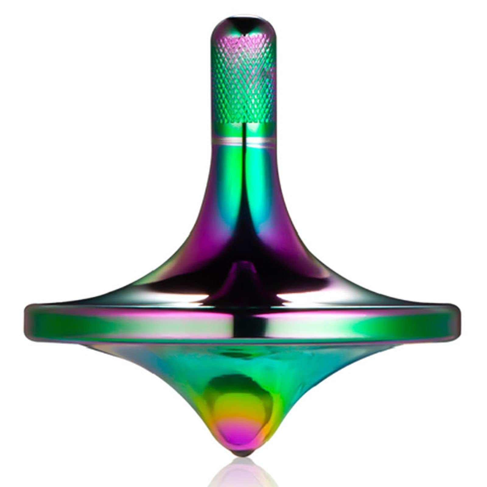 LOQATIDIS Stainless Steel Spinning Top, Well Made EDC Metal Decompression Toy, Perfectly Balanced, Spin Smooth, Helps Relieve Stress and Anxiety, Effective time-killing Desktop Toys (S/Iridescent)